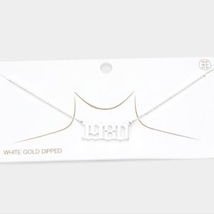 Silver 1980 Old English Birth Year Pendant Necklace Cute Birthday Jewelry